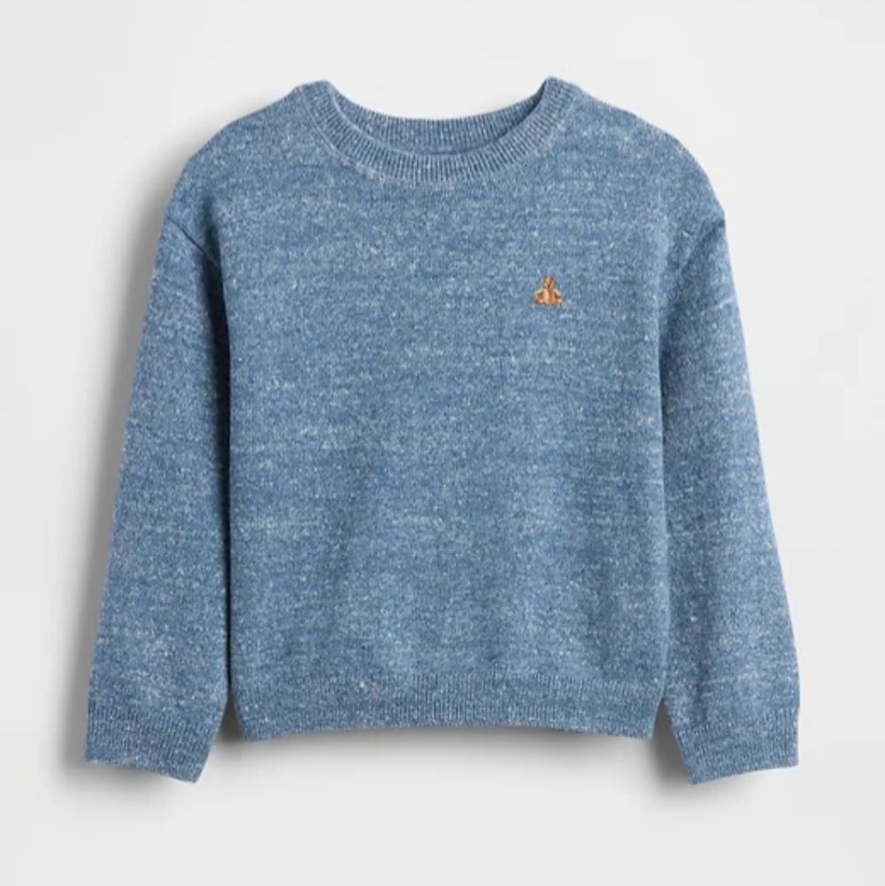 GAP Toddler Cornflower Blue Embroidered Bear Crewneck Sweater